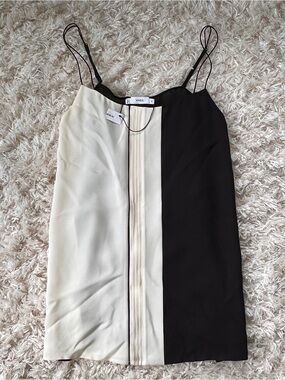 Vince Two-Tone Black & Cream Silk Camisole